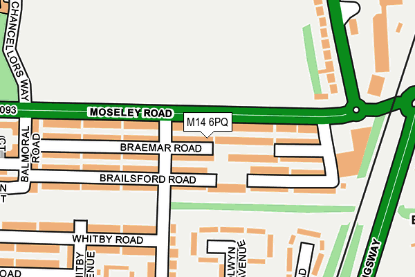 M14 6PQ map - OS OpenMap – Local (Ordnance Survey)