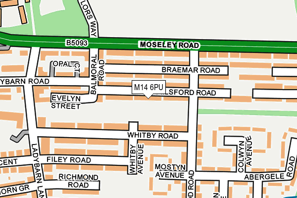 M14 6PU map - OS OpenMap – Local (Ordnance Survey)