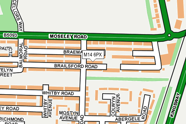 M14 6PX map - OS OpenMap – Local (Ordnance Survey)