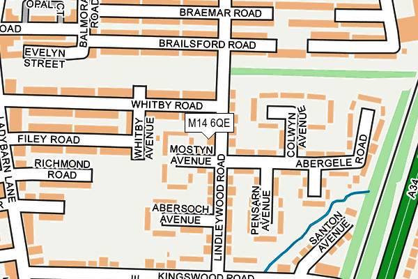 M14 6QE map - OS OpenMap – Local (Ordnance Survey)