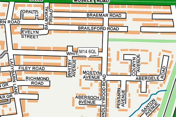 M14 6QL map - OS OpenMap – Local (Ordnance Survey)