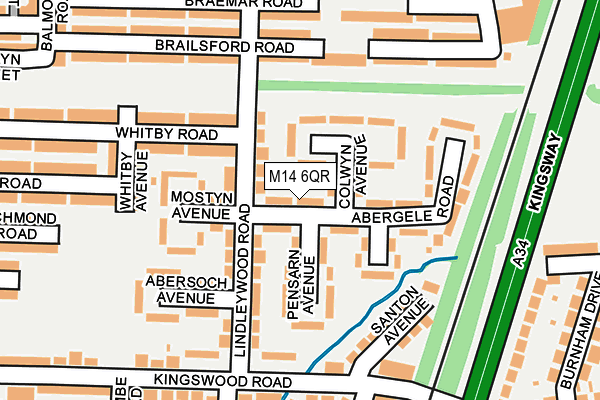 M14 6QR map - OS OpenMap – Local (Ordnance Survey)