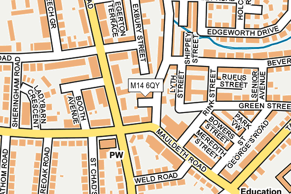 M14 6QY map - OS OpenMap – Local (Ordnance Survey)