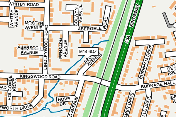 M14 6QZ map - OS OpenMap – Local (Ordnance Survey)