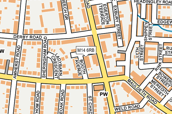 M14 6RB map - OS OpenMap – Local (Ordnance Survey)