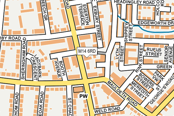 M14 6RD map - OS OpenMap – Local (Ordnance Survey)