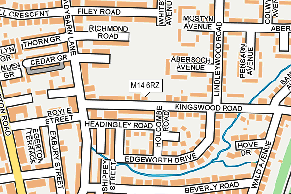 M14 6RZ map - OS OpenMap – Local (Ordnance Survey)