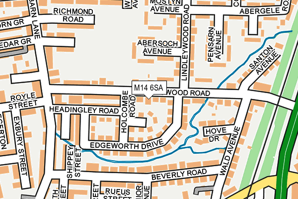 M14 6SA map - OS OpenMap – Local (Ordnance Survey)