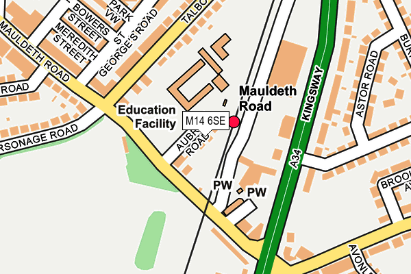 M14 6SE map - OS OpenMap – Local (Ordnance Survey)