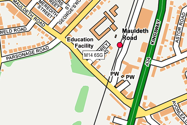 M14 6SG map - OS OpenMap – Local (Ordnance Survey)