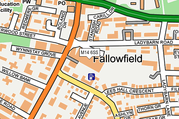 M14 6SS map - OS OpenMap – Local (Ordnance Survey)