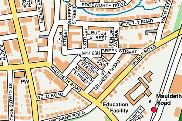 M14 6SU map - OS OpenMap – Local (Ordnance Survey)