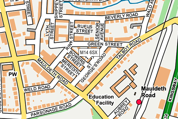 M14 6SX map - OS OpenMap – Local (Ordnance Survey)