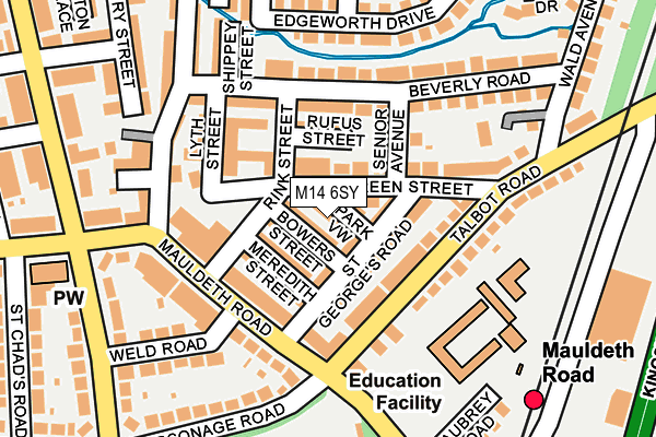 M14 6SY map - OS OpenMap – Local (Ordnance Survey)