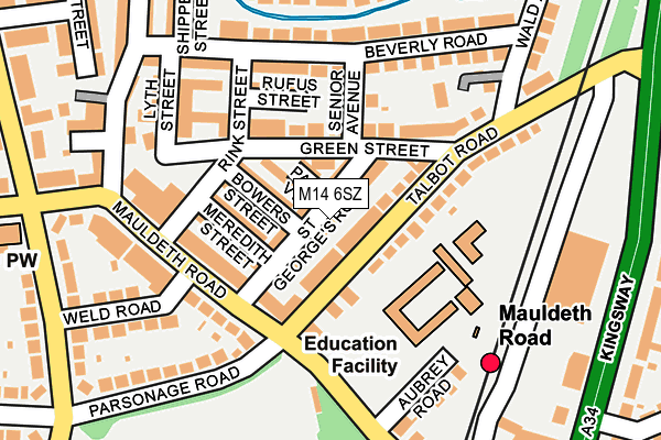 M14 6SZ map - OS OpenMap – Local (Ordnance Survey)