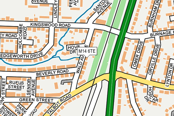 M14 6TE map - OS OpenMap – Local (Ordnance Survey)