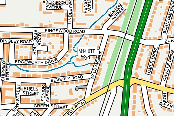 M14 6TF map - OS OpenMap – Local (Ordnance Survey)