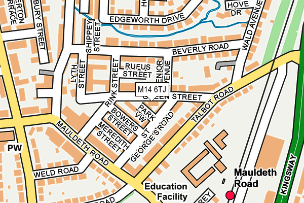 M14 6TJ map - OS OpenMap – Local (Ordnance Survey)