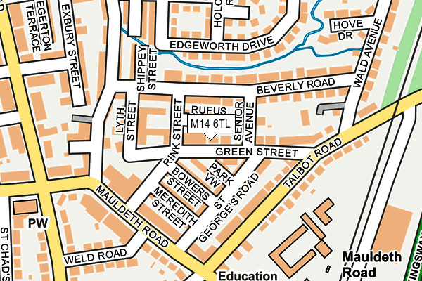 M14 6TL map - OS OpenMap – Local (Ordnance Survey)