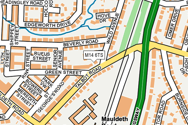 M14 6TS map - OS OpenMap – Local (Ordnance Survey)