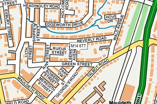 M14 6TT map - OS OpenMap – Local (Ordnance Survey)