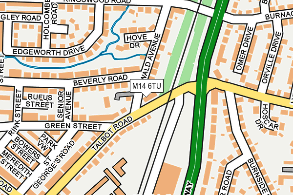 M14 6TU map - OS OpenMap – Local (Ordnance Survey)