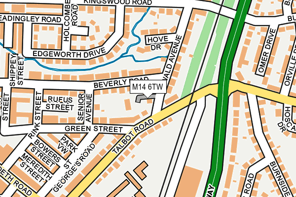 M14 6TW map - OS OpenMap – Local (Ordnance Survey)