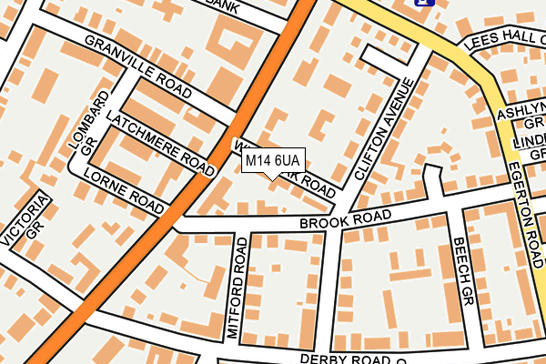 M14 6UA map - OS OpenMap – Local (Ordnance Survey)