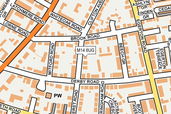 M14 6UG map - OS OpenMap – Local (Ordnance Survey)