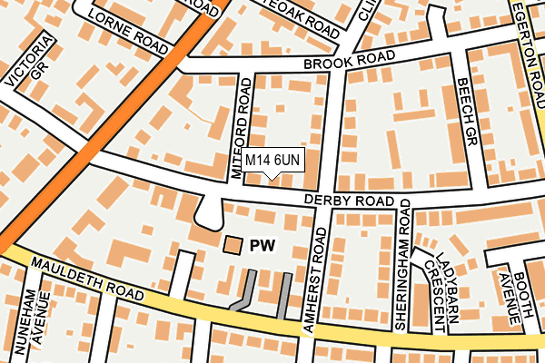 M14 6UN map - OS OpenMap – Local (Ordnance Survey)