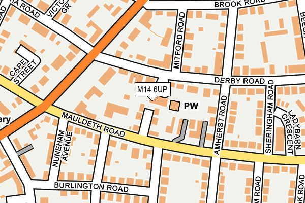 M14 6UP map - OS OpenMap – Local (Ordnance Survey)