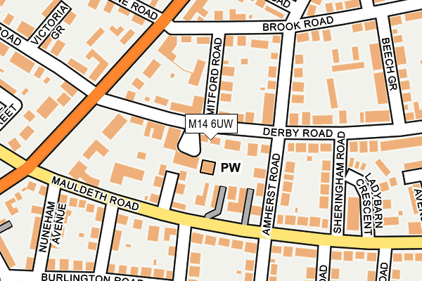 M14 6UW map - OS OpenMap – Local (Ordnance Survey)