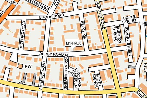 M14 6UX map - OS OpenMap – Local (Ordnance Survey)