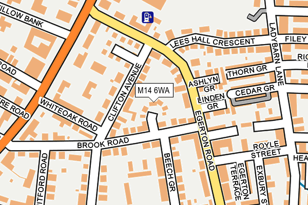 M14 6WA map - OS OpenMap – Local (Ordnance Survey)