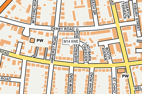 M14 6WE map - OS OpenMap – Local (Ordnance Survey)