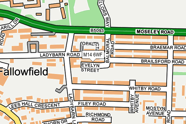 M14 6WF map - OS OpenMap – Local (Ordnance Survey)