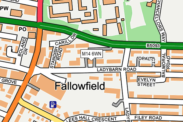 M14 6WN map - OS OpenMap – Local (Ordnance Survey)