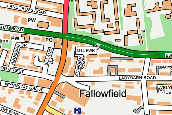 M14 6WR map - OS OpenMap – Local (Ordnance Survey)