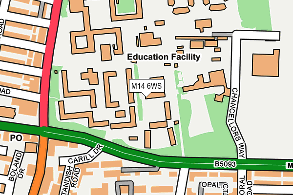 M14 6WS map - OS OpenMap – Local (Ordnance Survey)