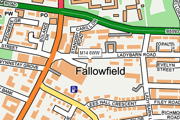 M14 6WW map - OS OpenMap – Local (Ordnance Survey)