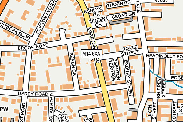 M14 6XA map - OS OpenMap – Local (Ordnance Survey)