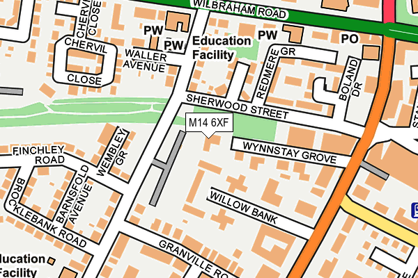 M14 6XF map - OS OpenMap – Local (Ordnance Survey)