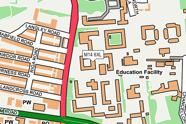 M14 6XL map - OS OpenMap – Local (Ordnance Survey)