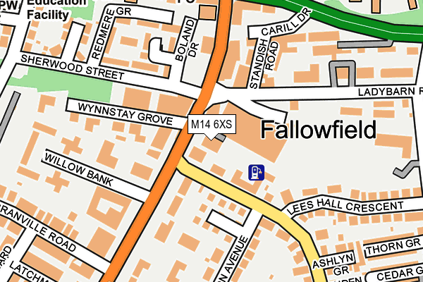 M14 6XS map - OS OpenMap – Local (Ordnance Survey)