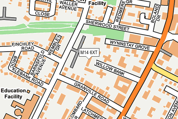 M14 6XT map - OS OpenMap – Local (Ordnance Survey)