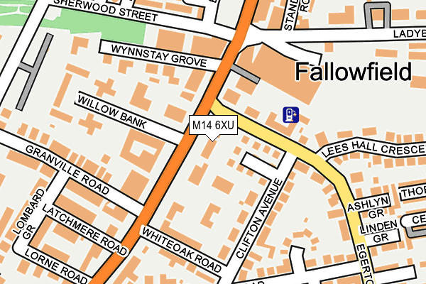 M14 6XU map - OS OpenMap – Local (Ordnance Survey)