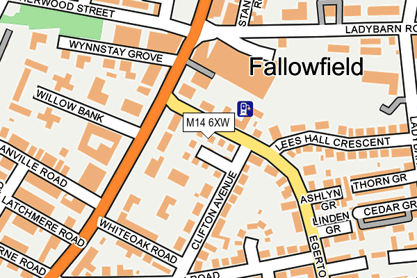 M14 6XW map - OS OpenMap – Local (Ordnance Survey)