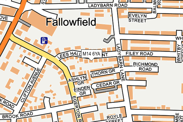 M14 6YA map - OS OpenMap – Local (Ordnance Survey)