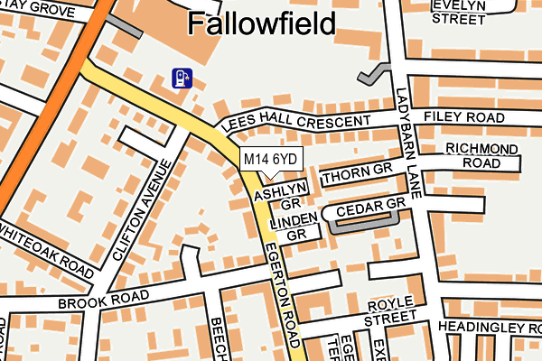 M14 6YD map - OS OpenMap – Local (Ordnance Survey)