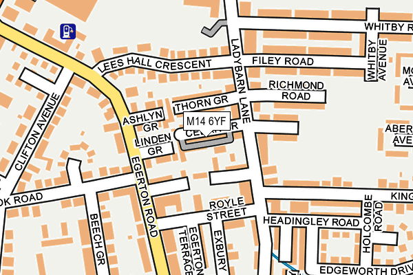 M14 6YF map - OS OpenMap – Local (Ordnance Survey)